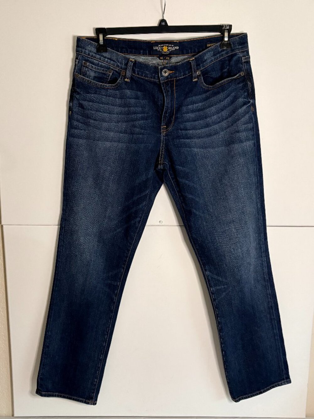 Lucky Brand Jeans Women's 16/33 R Blue Sweet Mid Rise Straight Dark Wash Stretch